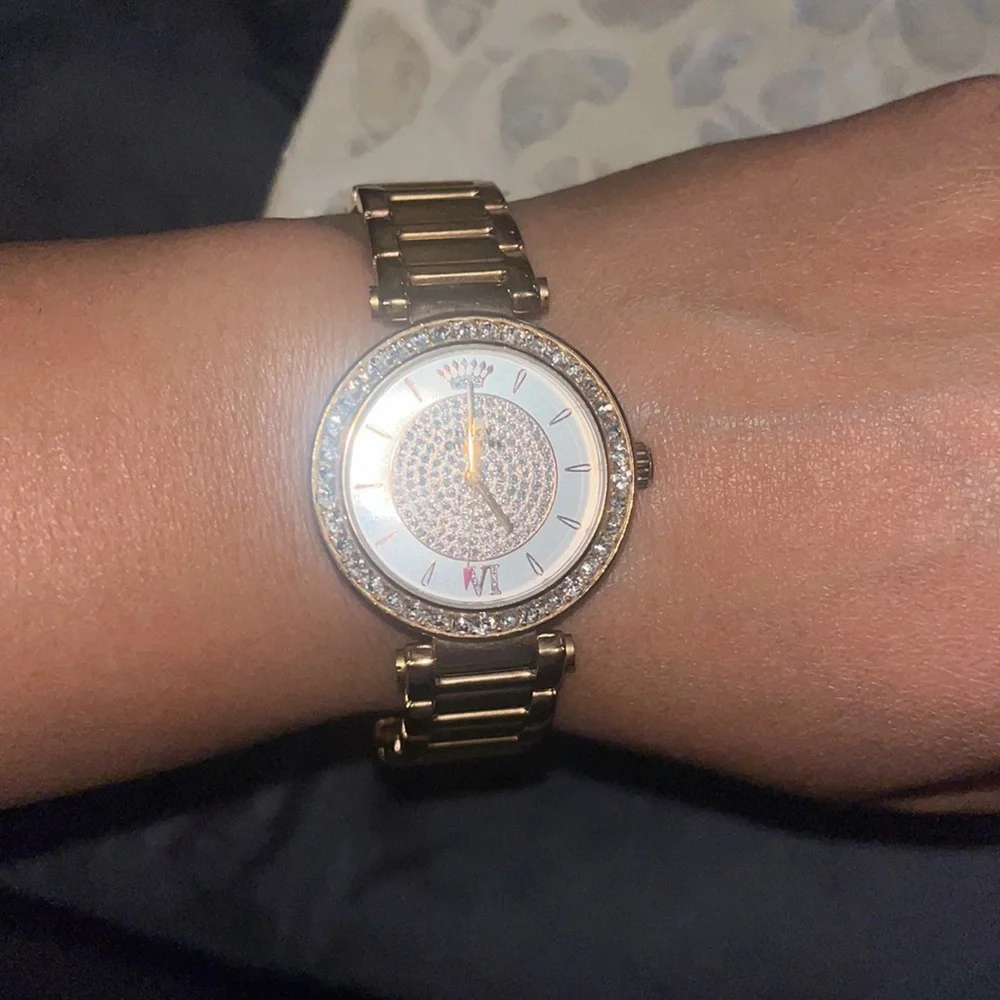 Juicy Couture Luxe Ladies Watch Rose Gold Stone Set